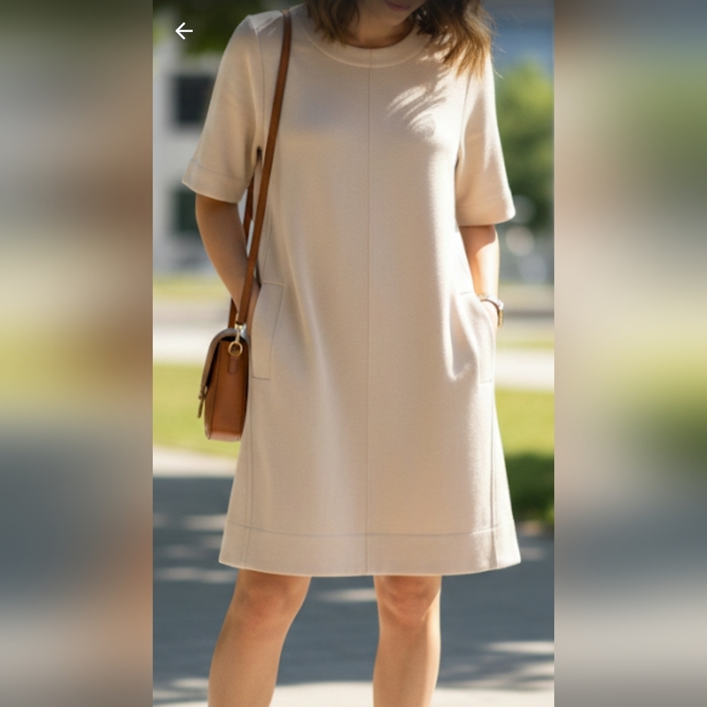 Entro Baby Doll Mini Dress Beige With Pockets Size Small